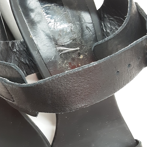 Steven Madden Black Ankle Strap Open Toe Buckle Leather Heels Sandals Size 7 - Picture 13 of 15